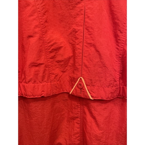 Vintage Raincoat Braefair Nylon Red Orange Bright Long Jacket Trench EUC Zipper - Picture 5 of 10